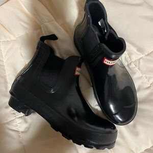 Low black Hunter rain boots